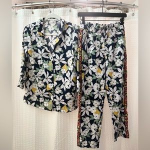 ZARA 2 Piece Set Tropical Print Pants And Blouse